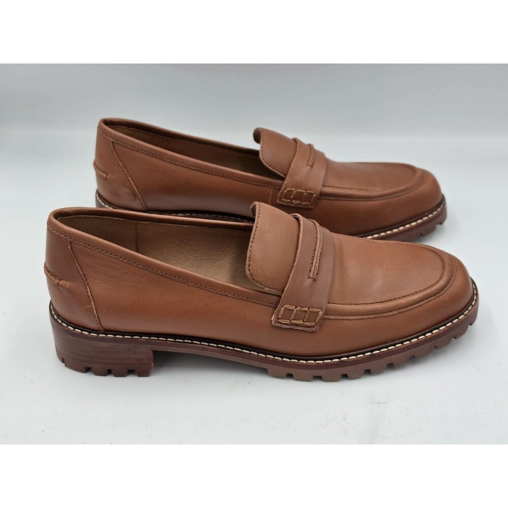 Madewell The Corinne Lugsole Womens Penny Loafers Shoes Size 9 Brown MSRP $158